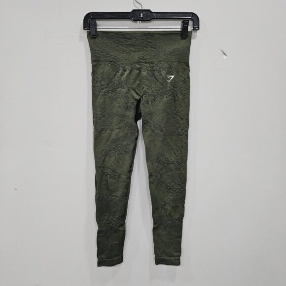 Gymshark Adapt Camo Seamless High Waisted Womens Moss Olive Green Leggings Small - Picture 2 of 10